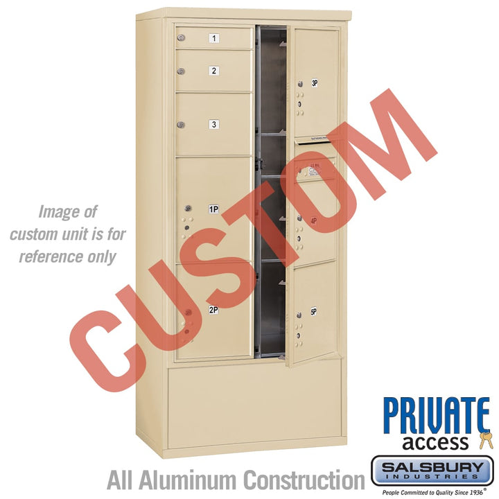 Free-Standing 4C Horizontal Mailbox Unit - Maximum Height - Double Column - Sandstone - Private Access