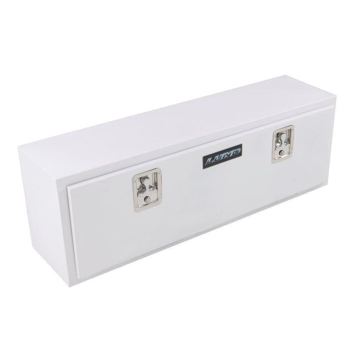 Lund 48 in White Steel Full Size Top Mount Truck Tool Box with mounting hardware and keys included - Super Arbor