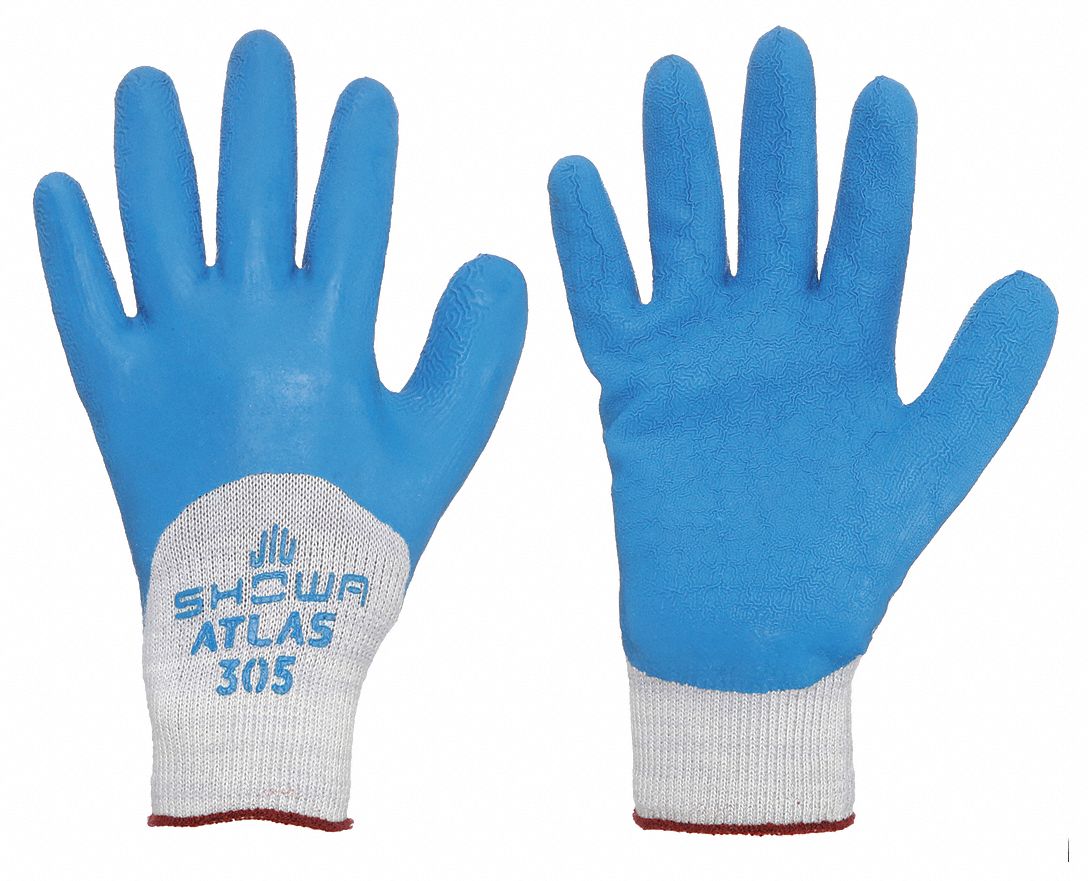 SHOWA 305 Coated Gloves XL - ANSI Abrasion Level 4, Latex, Rough Texture