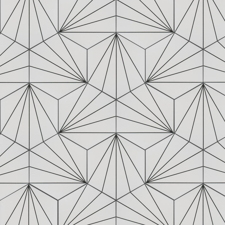 Merola Tile Aster Hex Blanco Encaustic 8-5/8 in. x 9-7/8 in. Porcelain Floor and Wall Tile (11.56 sq. ft. / Case)