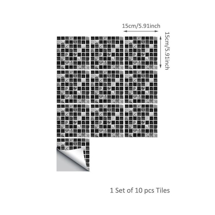 UKAP 10Pcs Mosaic Pattern Waterproof Wall Tile Stickers Peel and Stick Tile Kitchen Backsplash Wallpaper Sticker 15x15cm/20x20cm