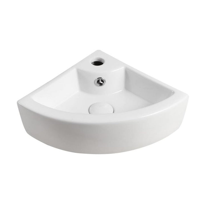 Elanti Wall-Mounted Corner Bathroom Sink in White