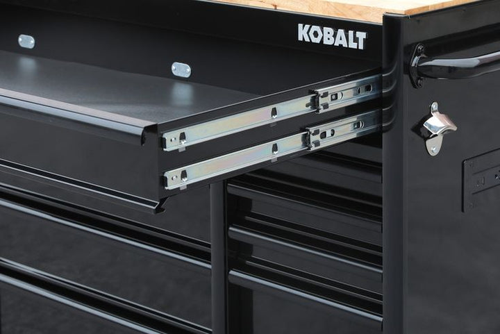 Kobalt 59.8-in L x 42.7-in H 15-Drawers Rolling Black Wood Work Bench