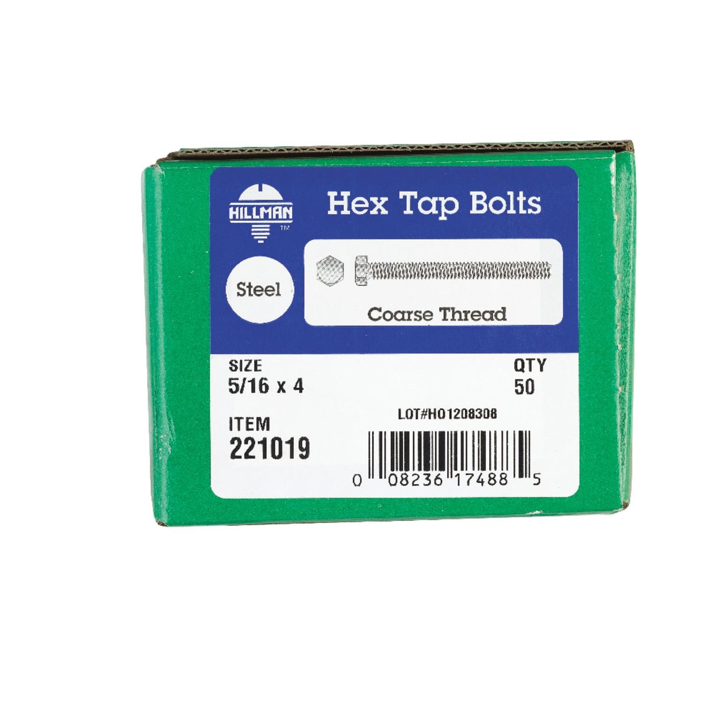 Hillman 5/16 in. Diameter x 4 in. Length Zinc-Plated Steel Hex Tap Bolts, 50-Pack