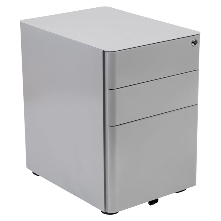 Flash Furniture Contemporary Gray 3-Drawer Filing Cabinet, Commercial Grade Metal Construction, Lockable, Ergonomic Mobile Design