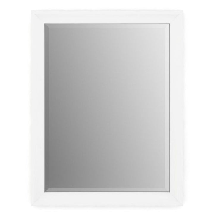 28 in. W x 36 in. H (M1) Framed Rectangular Deluxe Glass Bathroom Vanity Mirror in Matte White