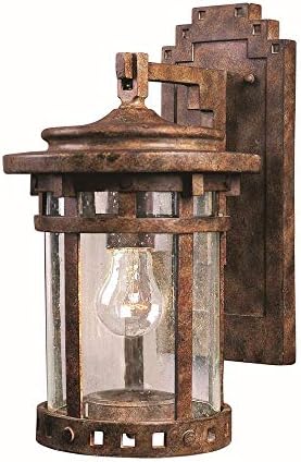 Maxim Lighting Santa Barbara VX 13-in H Outdoor Wall Lantern, Sienna Finish with Seedy Glass, Hardwired Incandescent