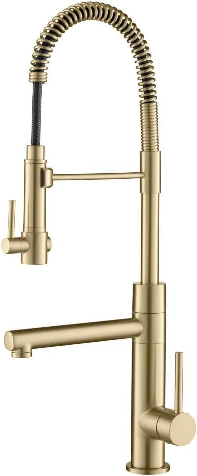 KRAUS Artec Pro Single-Handle Pull-Down Sprayer Kitchen Faucet with Pot Filler, Brushed Gold (KPF-1603BG)