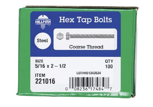 Hillman 5/16 in. Dia x 2-1/2 in. L Zinc-Plated Steel Hex Tap Bolts, Coarse Thread, 100-Pack