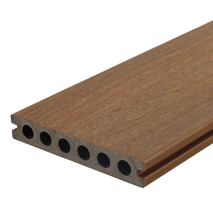 NewTechWood Voyager Hollow Board 1-in x 6-in x 8-ft Peruvian Teak Grooved Composite Deck Board