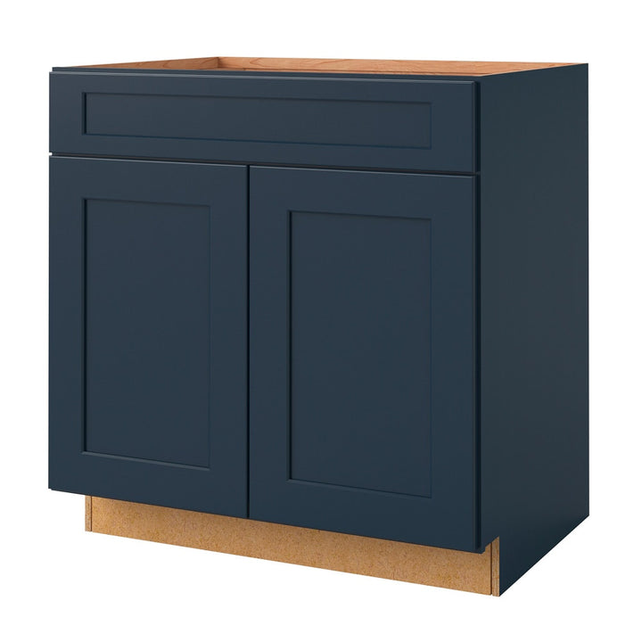 allen + roth Port 33-in W x 34.5-in H x 24-in D Navy 1-Drawer Base Fully Assembled Cabinet (Flat Panel Shaker Style)