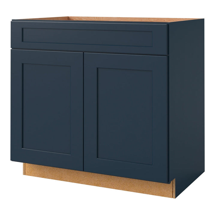 allen + roth Port 36-in W x 34.5-in H x 24-in D Navy 1-Drawer Base Fully Assembled Cabinet (Flat Panel Shaker Style)