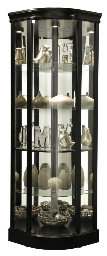 Howard Miller Contemporary/Modern Black Satin Wood Asian Hardwood Curio Cabinet