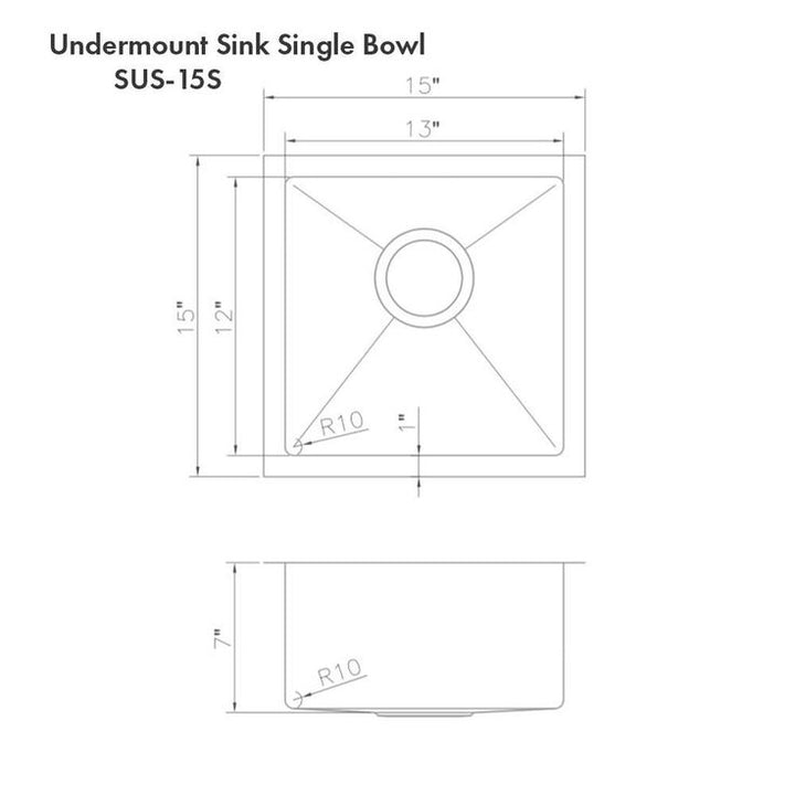 ZLINE 15 in. Boreal Undermount Single Bowl Bar Sink in DuraSnow®Stainless Steel
