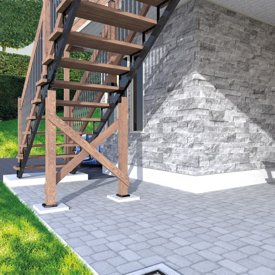 Pylex Black Steel Stair Connector for Deck Stairs - Connects 2 Risers for 8-14 Step Stringer, Sturdy & Anti-Corrosion Coated