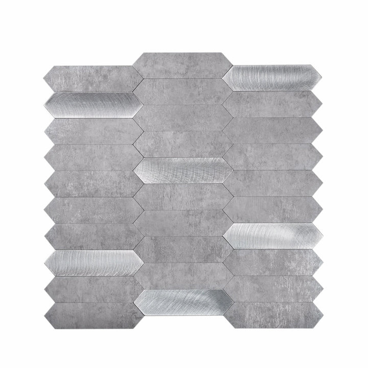 Apollo Tile Brisk Gray and Silver 12-in x 12-in Brushed PVC Wood look Peel and stick Wall Tile product image