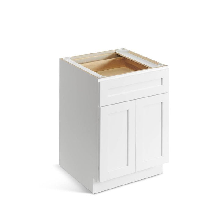 Valleywood Cabinetry Pure White 24-in W x 34.5-in H x 24-in D Pure White Birch 1-Drawer Base Ready To Assemble Plywood Cabinet (Flat Panel Shaker Style)