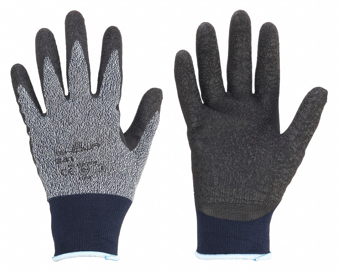 SHOWA Atlas 341 Latex Coated Gloves - Large, Rough Palm, ANSI Abrasion Level 2