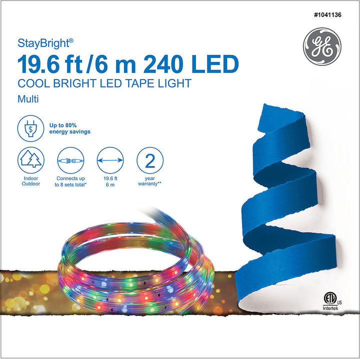 GE StayBright 240-Light 19.6-ft Multicolor Integrated LED Christmas Tape Lights