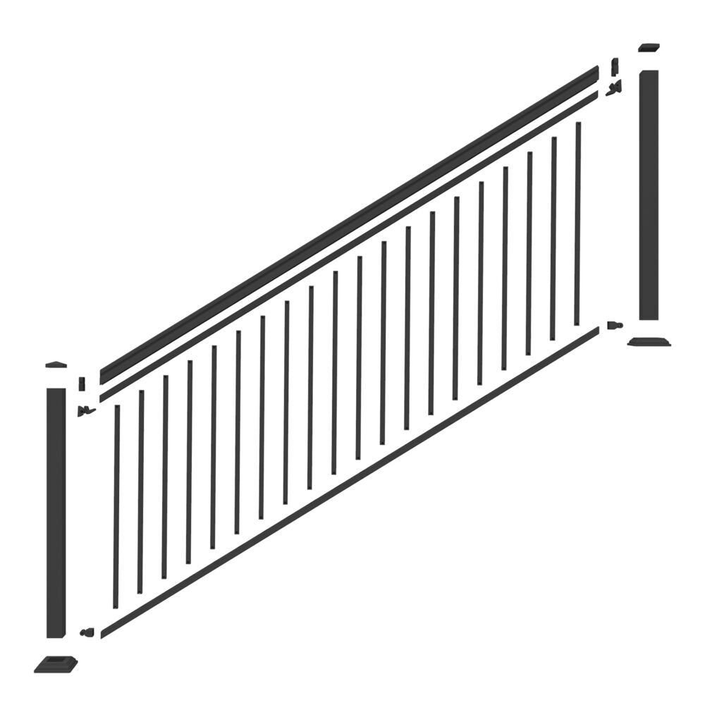 Freedom VersaRail Classic 8-ft x 36-in Matte Black Aluminum Deck Stair Rail Kit