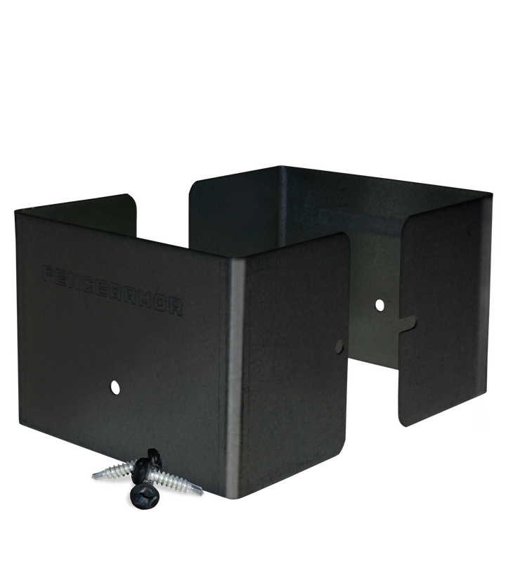 Fence Armor Full Protection Post Guard 3.5-in Powder Coated Black Galvanized Steel Post Protector For Multiple Fence Types