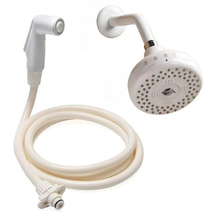 4-spray 5 in. Dual Shower Head and Handheld Shower Head in White