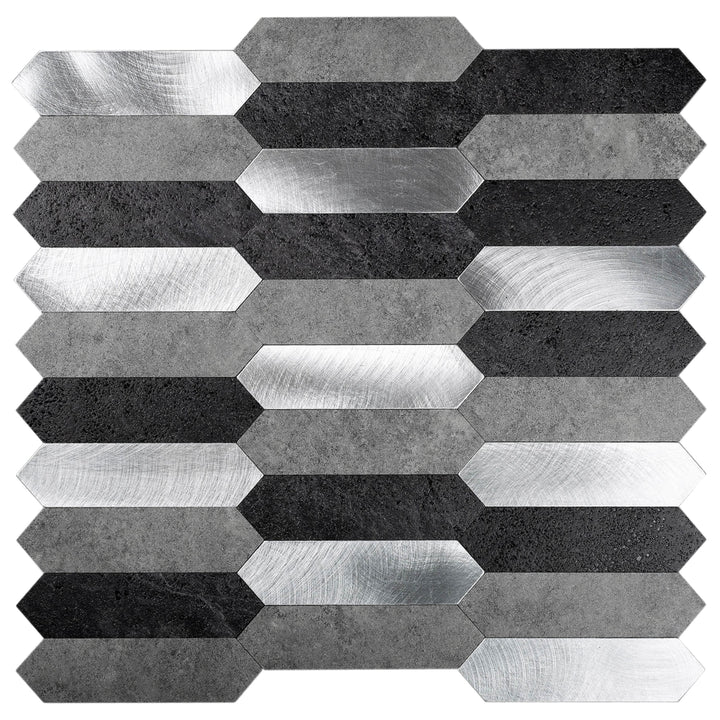 Apollo Tile Brisk Black, Gray and Silver 12-in x 12-in Brushed PVC Wood look Peel and stick Wall Tile product image