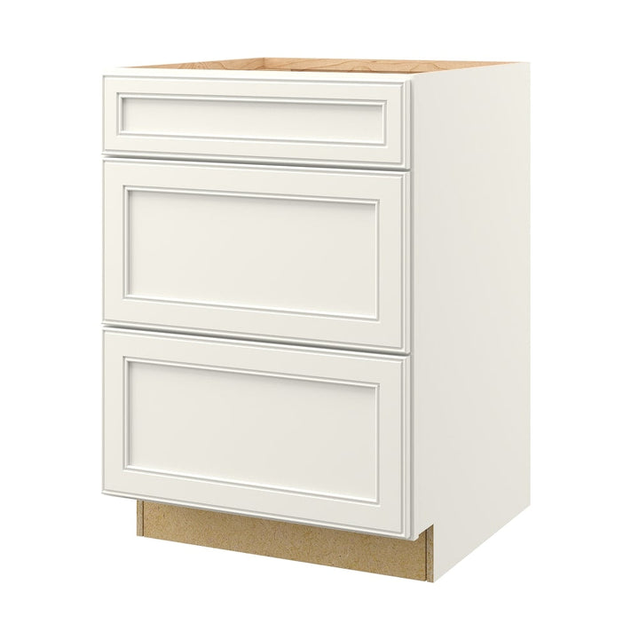 allen + roth McKeller 24-in W x 34.5-in H x 24-in D Linen 3-Drawer Base Fully Assembled Cabinet (Flat Panel Style)