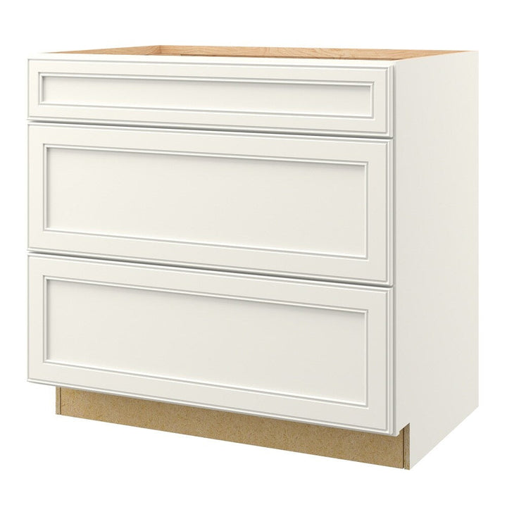 allen + roth McKeller 36-in W x 34.5-in H x 24-in D Linen 3-Drawer Base Fully Assembled Cabinet (Flat Panel Style)