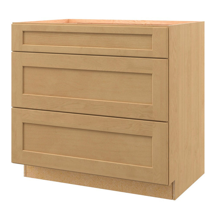 allen + roth Innsbrook 36-in W x 34.5-in H x 24-in D Rye 3-Drawer Base Fully Assembled Cabinet (Flat Panel Style)