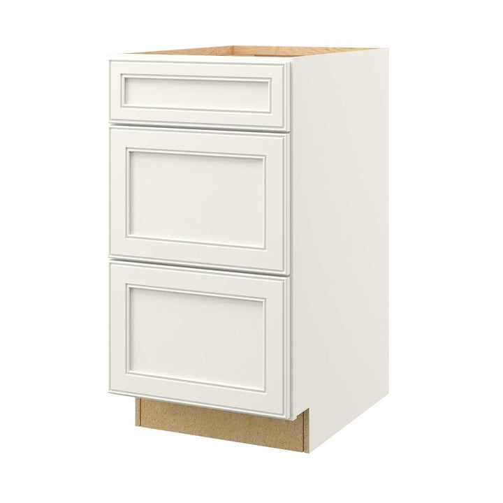 allen + roth McKeller 18-in W x 34.5-in H x 24-in D Linen 3-Drawer Base Fully Assembled Cabinet (Flat Panel Style)