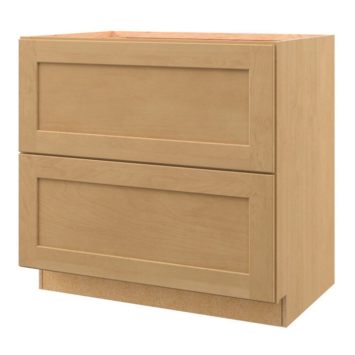 allen + roth Innsbrook 36-in W x 34.5-in H x 24-in D Rye 2-Drawer Base Fully Assembled Cabinet (Flat Panel Style)