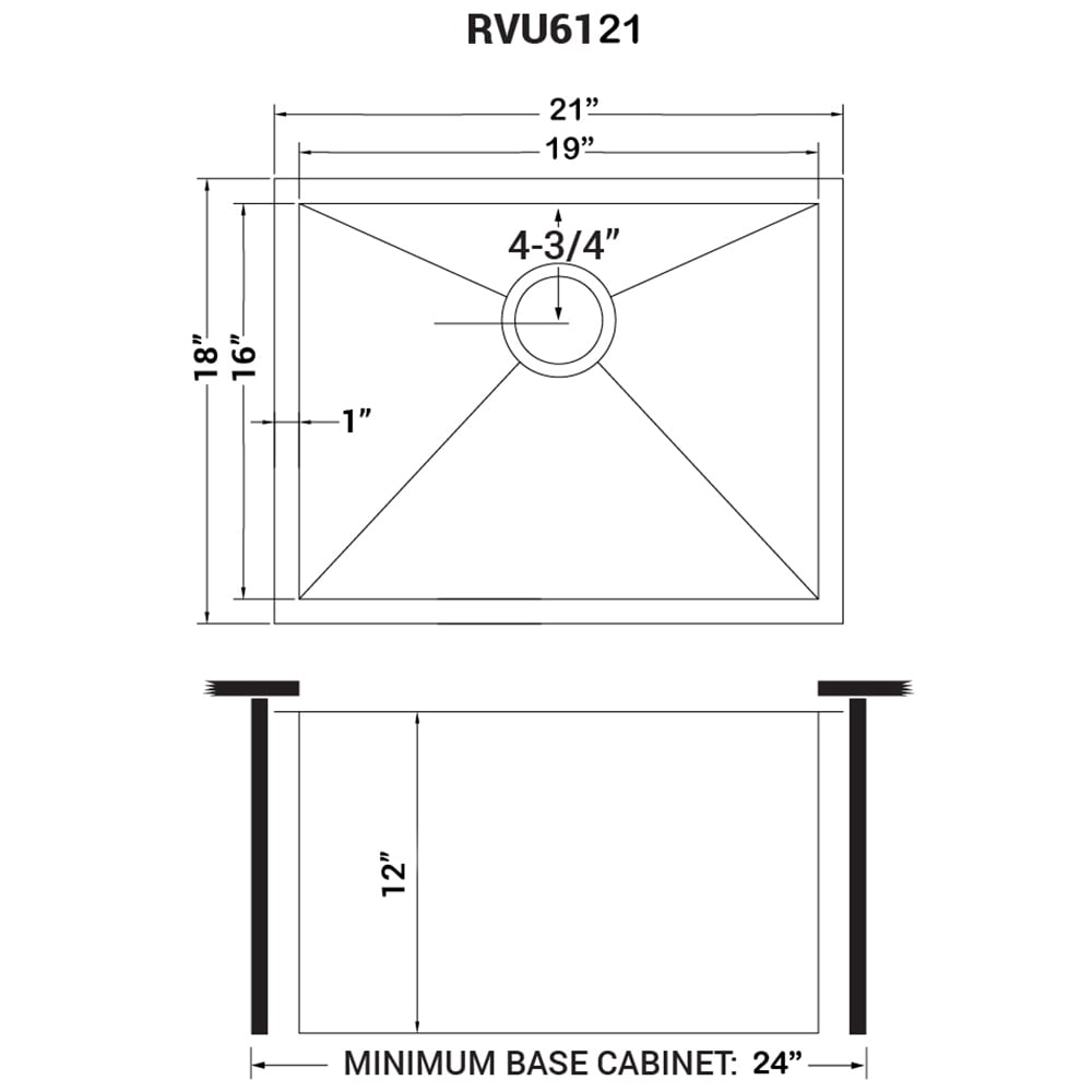 Ruvati Stainless Steel Undermount Laundry Sink with Drain - 21" x 18"
