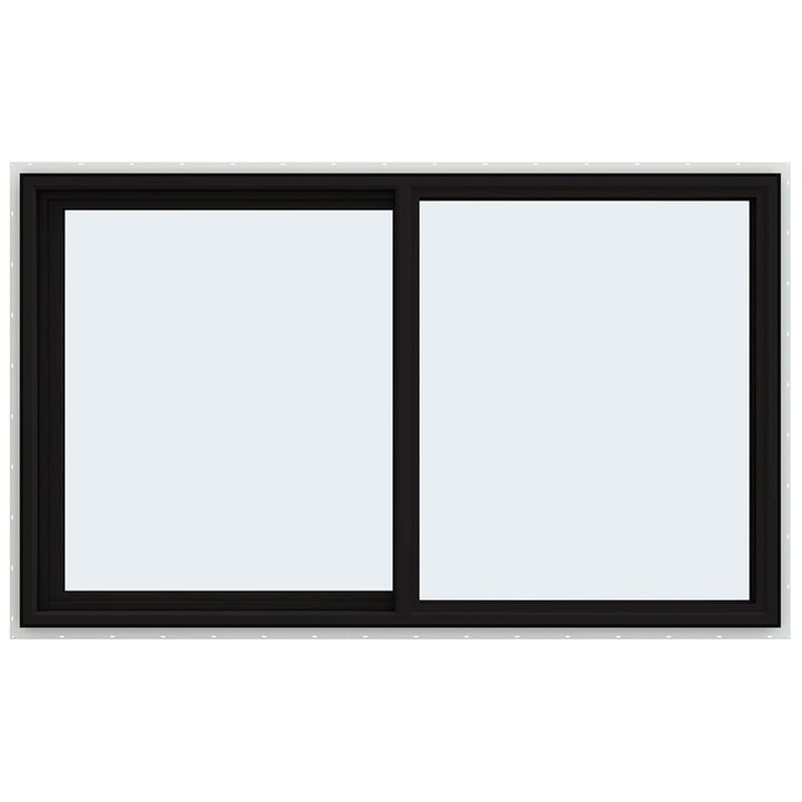 JELD-WEN FiniShield V-4500 59-1/2-in x 35-1/2-in x 3-in Jamb Left-Operable Vinyl Sliding Window, Black Exterior/White Interior, Full Screen Included