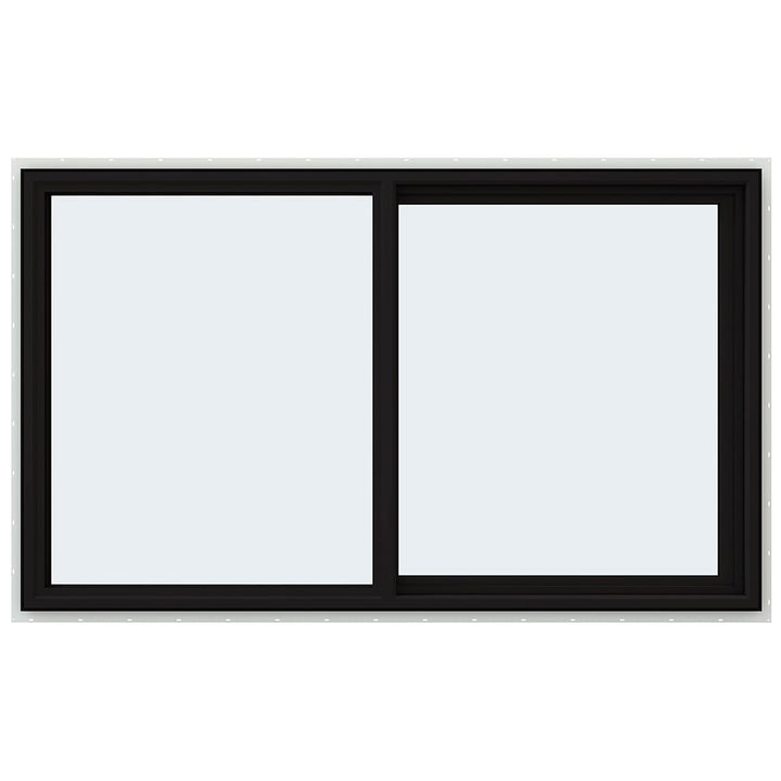 JELD-WEN FiniShield V-4500 59-1/2-in x 35-1/2-in x 3-in Jamb Right-Operable Vinyl Black Sliding Window, Full Screen Included