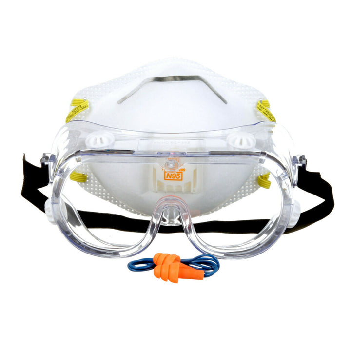 3M Project Safety Kit – Disposable N95 Valved Respirator, Safety Goggles & Corded Earplugs