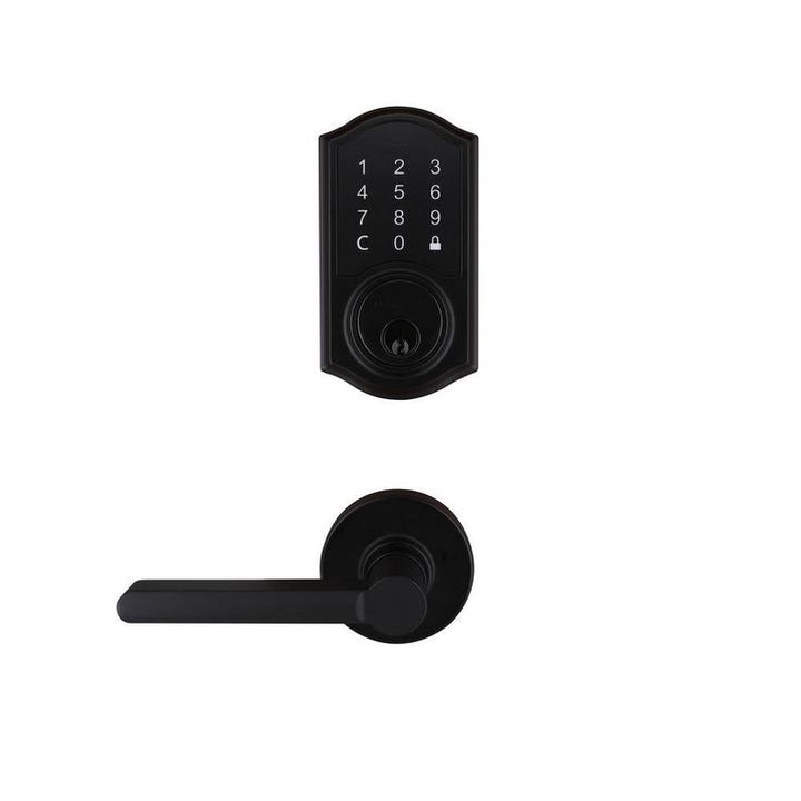 Castle Matte Black Touchpad Single Cylinder Deadbolt with Tonbridge Hall and Closet Door Lever Combo Pack