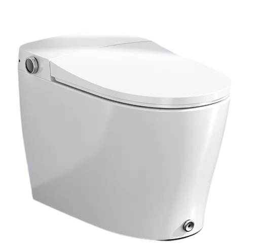 Elongated Smart Toilet Bidet in White with Auto Open, Auto Close, Auto Flush, Heated Seat and Remote