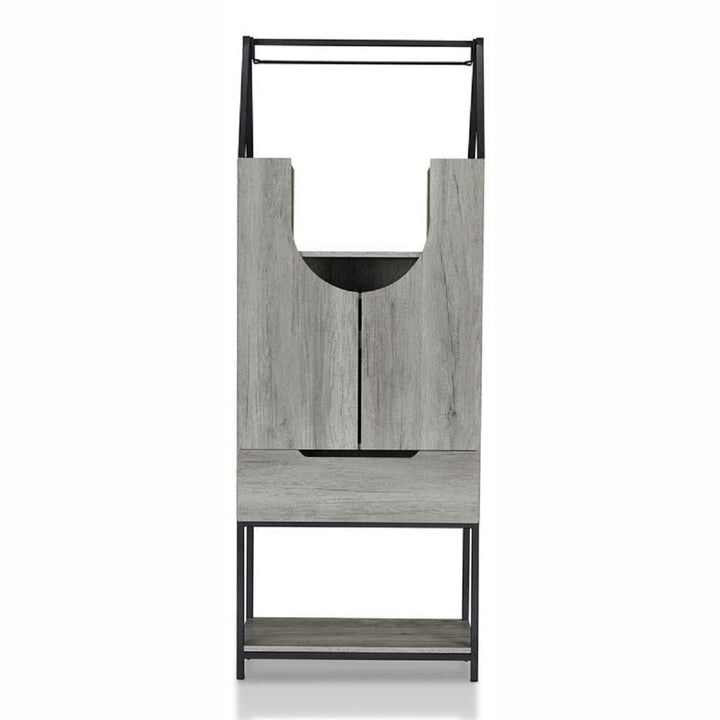 Furniture of America 7-Bottle Vintage Gray Oak Composite Wine Cabinet