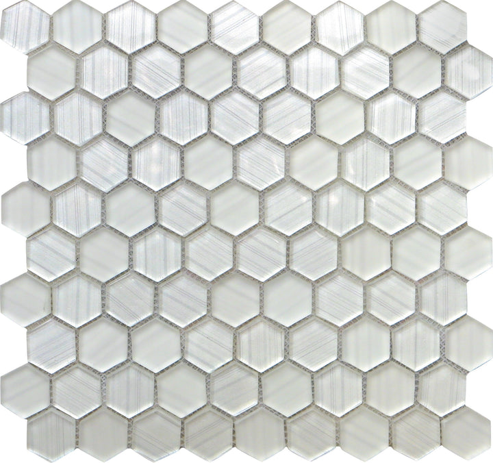 Apollo Tile Glacier Pearl White 12-in x 12-in Multi-finish Glass Patterned Hexagon Mosaic Floor and Wall Tile product image