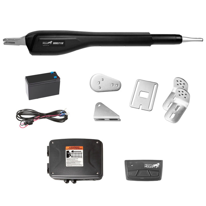Mighty Mule 18-ft Single Swing Universal Battery Driveway Gate Opener Kit (Solar Compatible)
