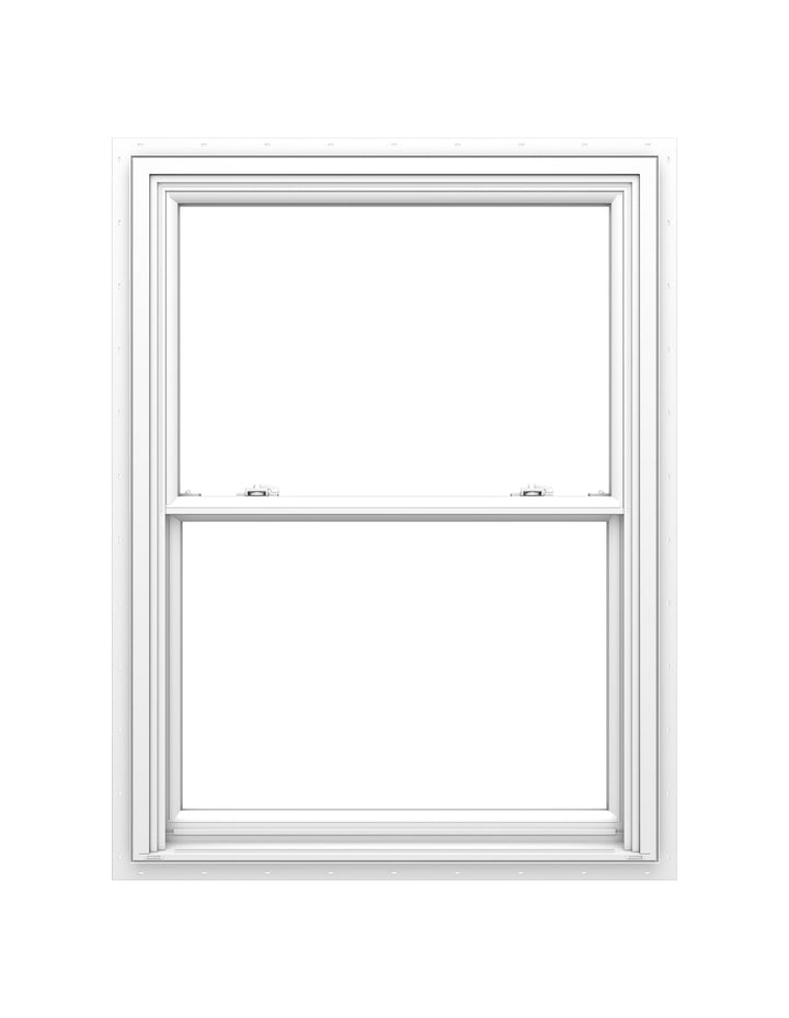 Pella 150 Series New Construction 35-1/2-in x 65-1/2-in White Vinyl Low-E Argon Double-Hung Window, Full Screen Included