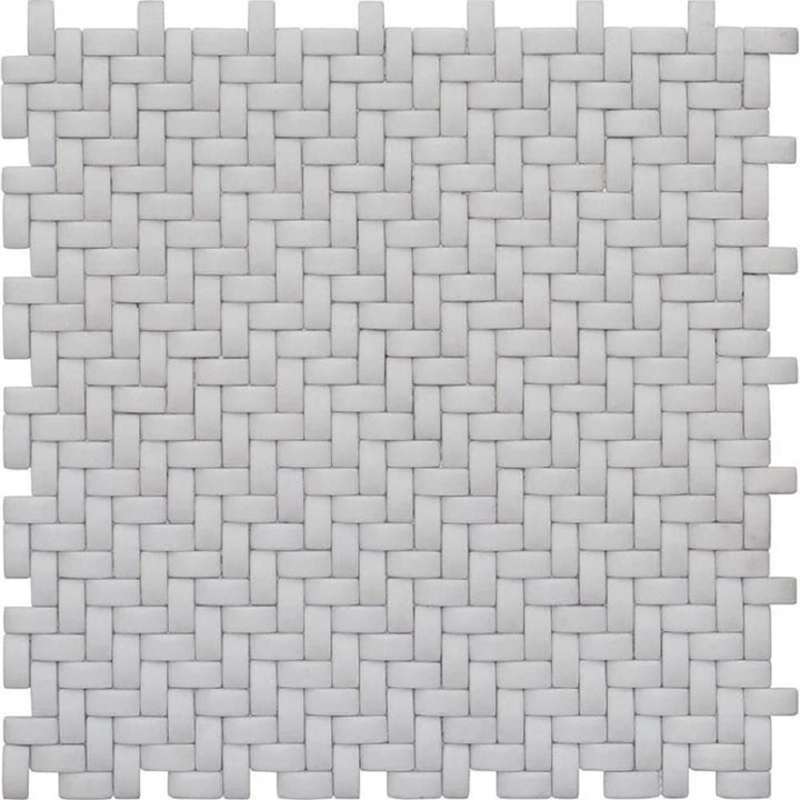 Apollo Tile Alabaster White 12-in x 12-in Matte Recycled glass Patterned Basketweave Mosaic Wall Tile product image