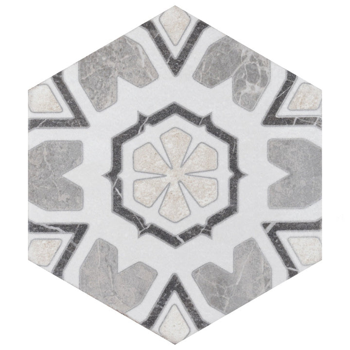 Affinity Tile Mazzo Hex Deco Chroma 9-in x 10-in Matte Porcelain Encaustic Hexagon Floor and Wall Tile product image