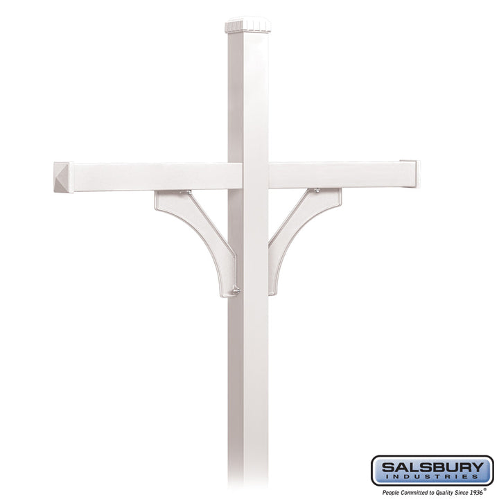 Deluxe Mailbox Post - 2 Sided for 4 Mailboxes - In-Ground Mounted - White