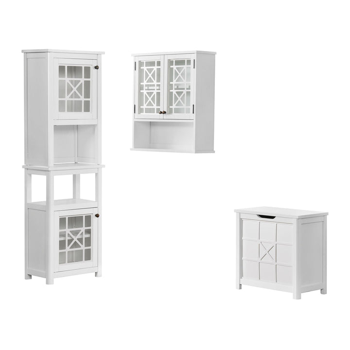 Alaterre Furniture Derby 27-in x 29-in x 8-in White Wood Wall-mount Linen Cabinet