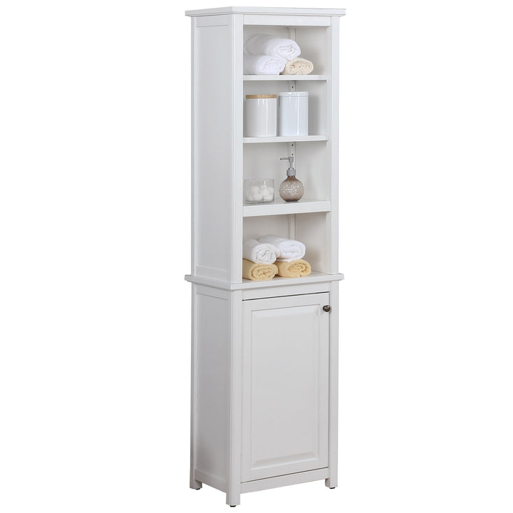 Alaterre Furniture 17-in x 65-in x 13-in White Wood Freestanding Linen Cabinet