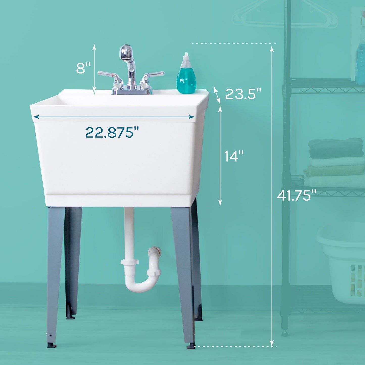 Cambridge Resources Freestanding White Utility Tub with Faucet