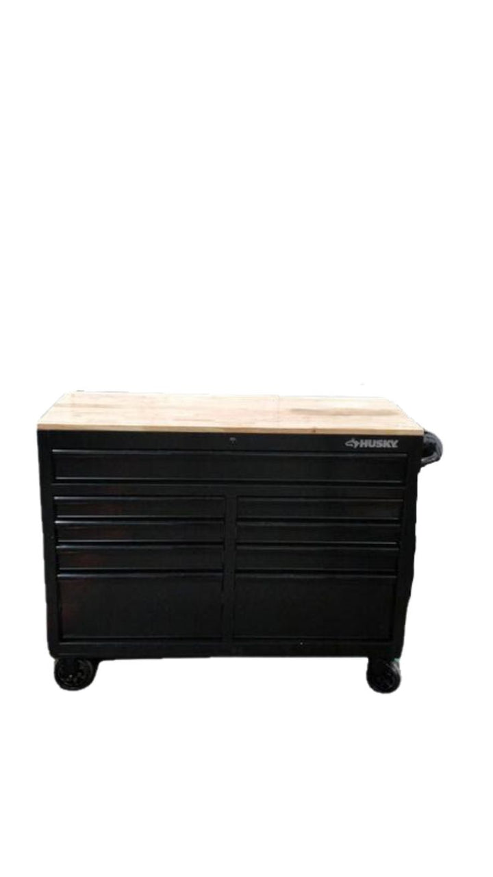 Husky 46 in. 9-Drawer Mobile Workbench, 24.5 in. Deep, Gloss Black, All Blacked Out