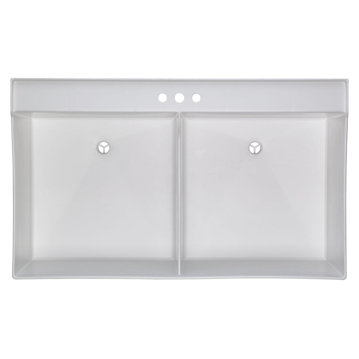 Mustee 2-Basin White Wall Mount Laundry Sink with Drain & Faucet